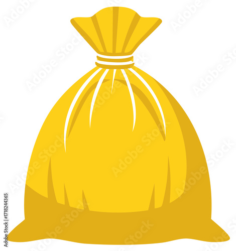 A large golden money bag tied with a rope, a classic illustration representing wealth, treasure, and savings.