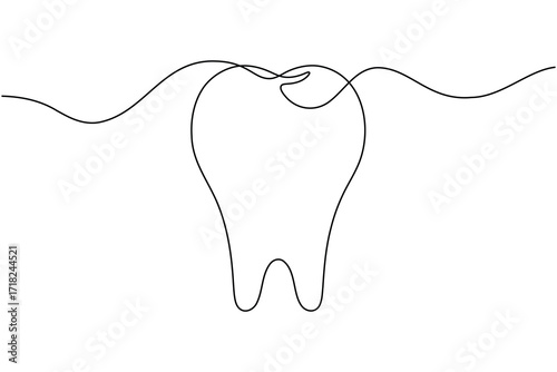 Tooth and teeth continuous one line drawing minimalist smile healthy dental  vector illustration
