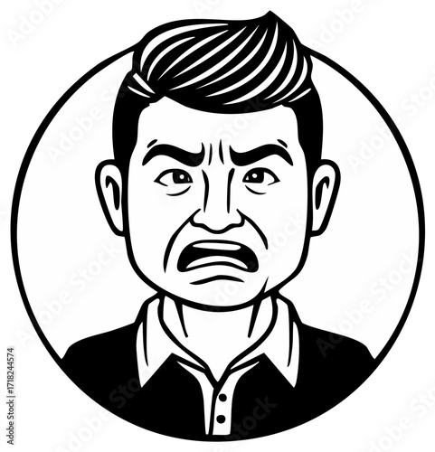 Man Expressing Disgust or Displeasure with Facial Expression Illustration