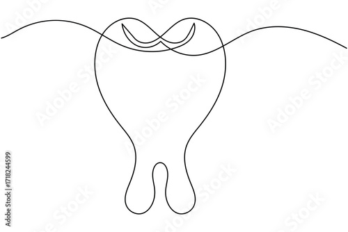 Tooth and teeth continuous one line drawing minimalist smile healthy dental  vector illustration