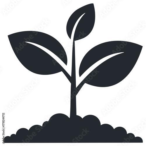 Seedling sprouting from soil icon vector illustration for growth and nature