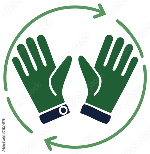 Recycling Gloves Hands Illustration Safety Equipment Circular Arrow Motion