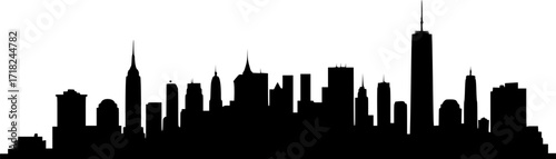 Manhattan skyline with famous skyscrapers in black