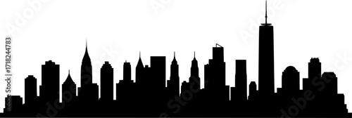 Manhattan skyline with famous skyscrapers in black
