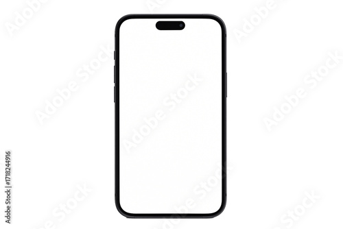White smartphone mockup isolated, transparent background, no shadow