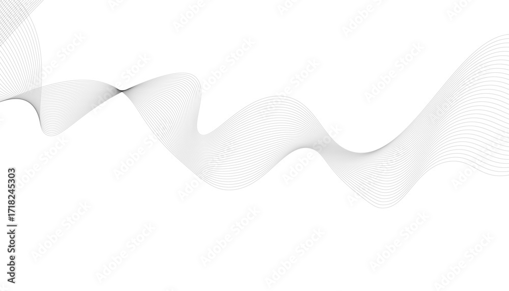 Fototapeta premium Abstract gray wave lines flowing curve pattern illustration on white background vector design.
