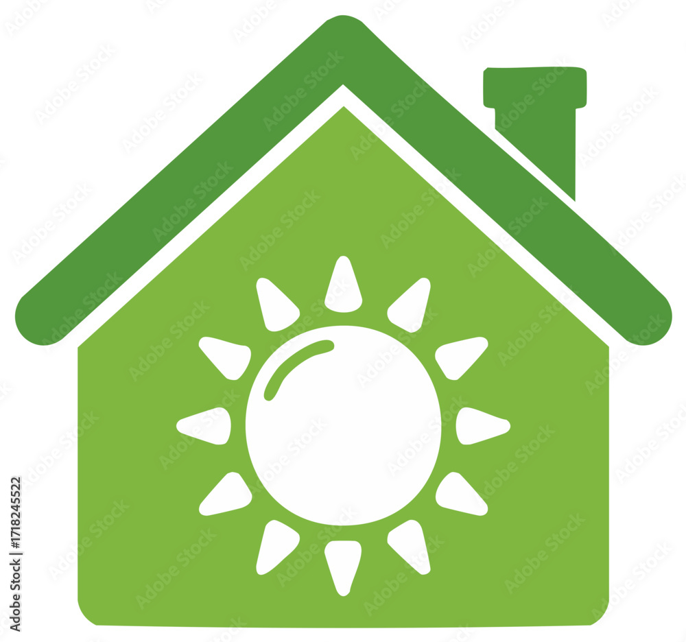 custom made wallpaper toronto digitalGreen house icon with sun symbol representing solar power and sustainable energy