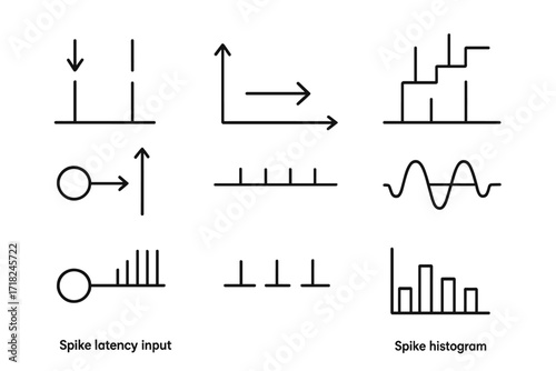 Time-Encoded Information Icons. Line style icons of time-encoded information: spike time difference, time-to-first spike, event