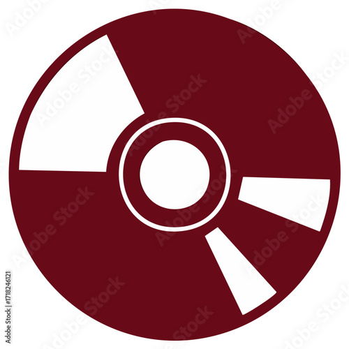 Burgundy Disc Pattern White Segments Circle Icon Symbol Design Decorative Element