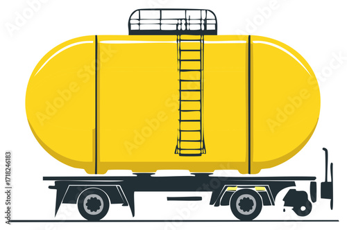 Yellow Tanker Transportation Vector Illustration. Tank Vehicle Carrying Liquid