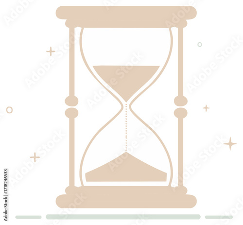 Simple hourglass sand timer with flowing sand flat icon illustration