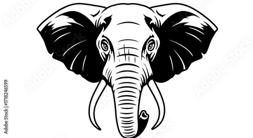 Majestic elephant head drawing detailed realistic wild animal portrait art