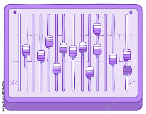 Audio Mixer with Multiple Sound Equalizer and Purple Color Theme for Music Production