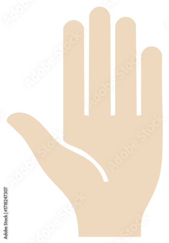 Raised open palm hand vector icon for stop warning or greeting communication concept