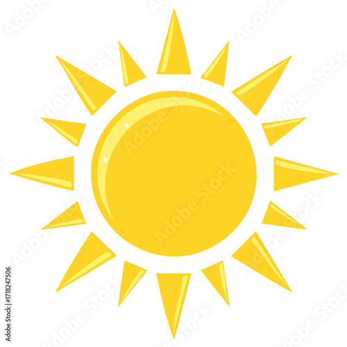Bright Yellow Sun with Sharp Rays Shining Energy and Warmth