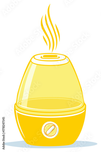 Yellow Humidifier Air Purifier Cartoon Illustration with Visible Mist
