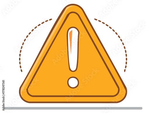 Yellow Triangle Warning Sign with Rounded Edges Shaking with Exclamation Point