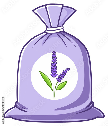 Wallpaper Mural Cartoon illustration of a purple lavender sachet bag for aromatherapy Torontodigital.ca