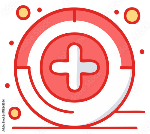 Red Circle with Medical Cross Symbol Icon Design Element