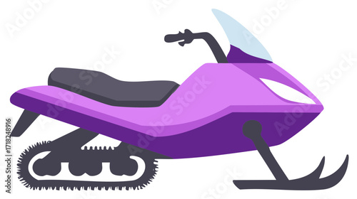 Illustration of a purple and gray snowmobile