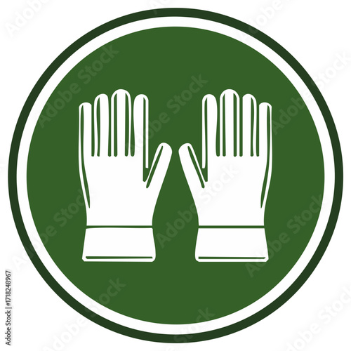 Protective Gloves Safety Symbol Green Circle Signage for Workplace Safety