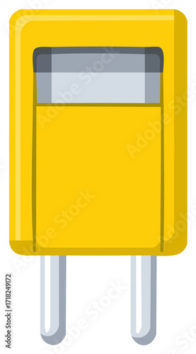 Yellow automotive blade fuse vector icon for car electrical circuit protection