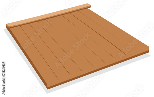 Isometric wooden floor with planks aligned in parallel fashion for home renovation or creative use.