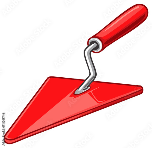 Shiny Red Pointing Trowel for Construction and Masonry Vector Illustration