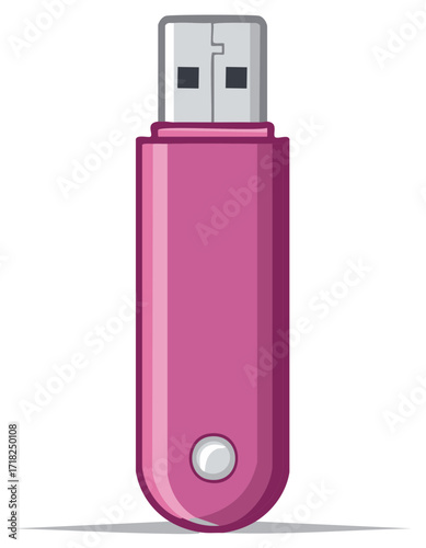 Bright Pink USB Drive with Silver Connector for Digital Data Storage and Transfer