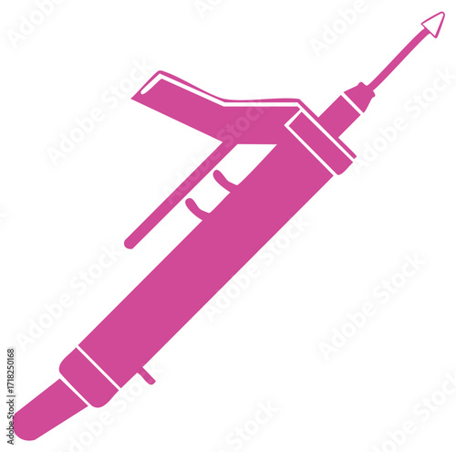 Stylized Caulking Gun Illustration in Pink Color for Home Repair Projects