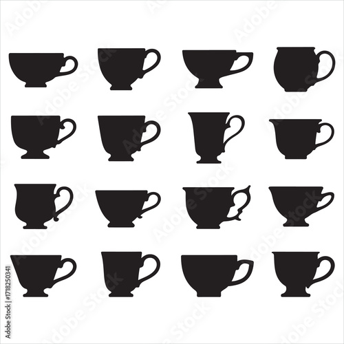 Seamless pattern of colorful cups and mugs vector illustration