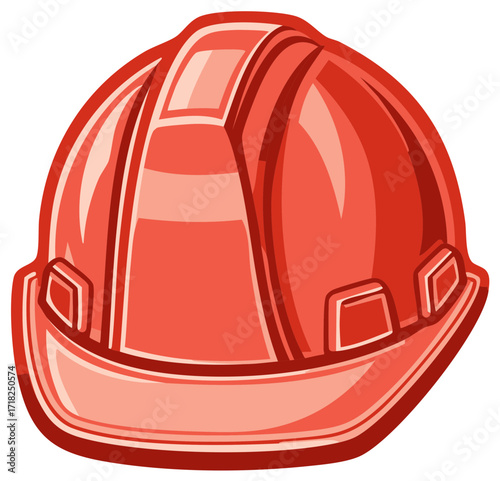 Vector illustration of a red hard hat for construction and industrial safety