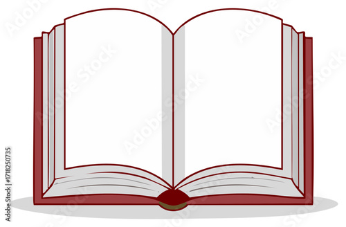 Open Red Hardcover Book with Blank Pages for Writing and Reading