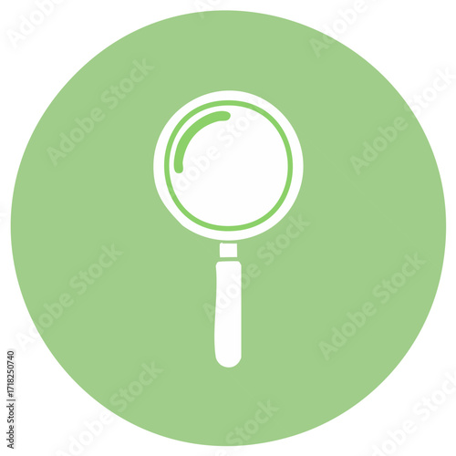 Magnifying Glass White Icon on Green Background Search or Inspection Tool