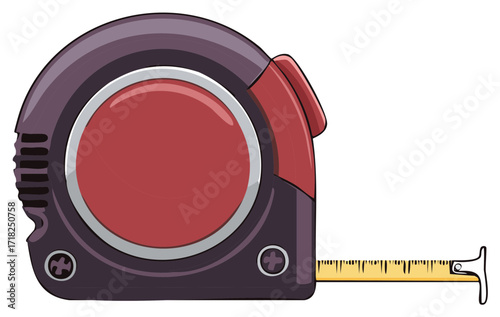 Retractable Tape Measure Tool Illustration for Construction and Carpentry Work
