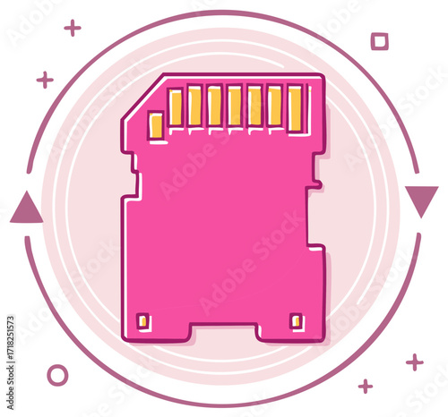 Memory Card Illustration Graphic with Circles Triangles Squares and Plus Signs