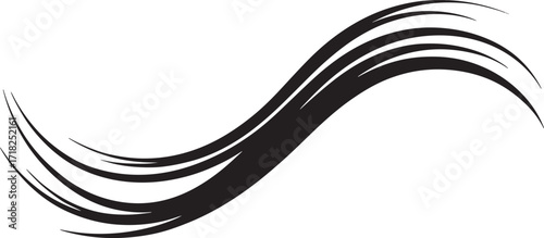 Abstract black wavy lines forming a dynamic wave shape on white background Keywords: abstract, wave