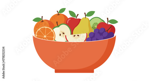 A colorful assortment of fresh fruits displayed in an orange bowl