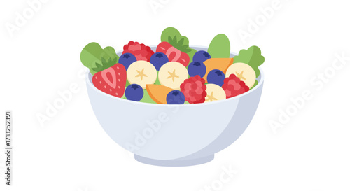 A colorful bowl brimming with fresh fruits and vibrant green lettuce