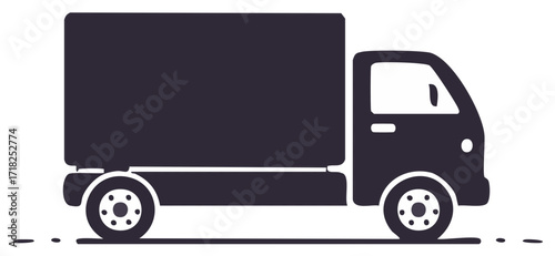 Simplified delivery truck illustration, graphic design element, isolated on white. Cargo van, flat design.