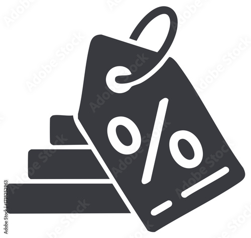 Percentage discount price tag on ascending growth chart steps icon