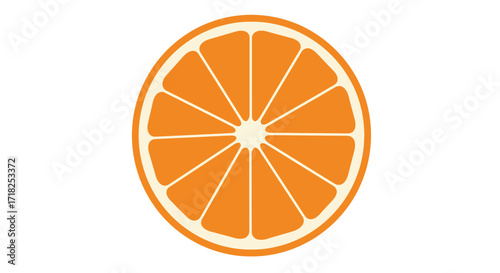 A single orange slice with visible segments and a white rind outline