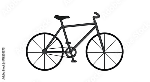 Simple illustration of a classic black bicycle with rounded frame design
