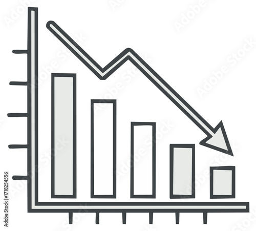 Declining Graph with Downward Arrow Demonstrating Negative Economic Trend