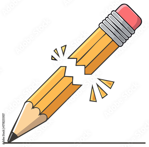 Broken Pencil with Eraser Mid-Action