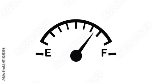 Simple black gauge illustration displaying an empty fuel level indicator
