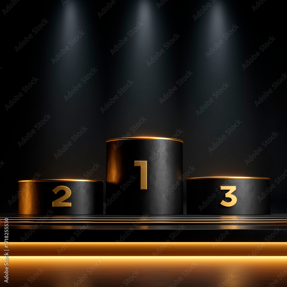 Obraz premium F1 winners podium, sleek metallic design.