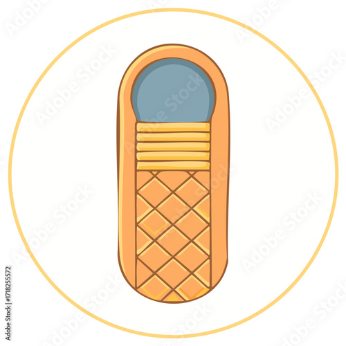 Simple cartoon sleeping bag vector icon for camping travel and outdoor adventure
