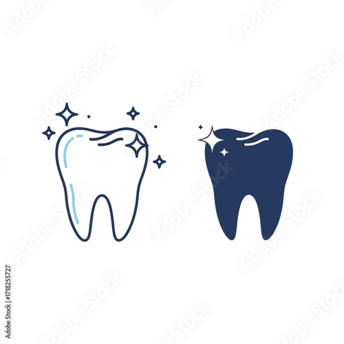 Dental health illustration showing a healthy and a decaying tooth design