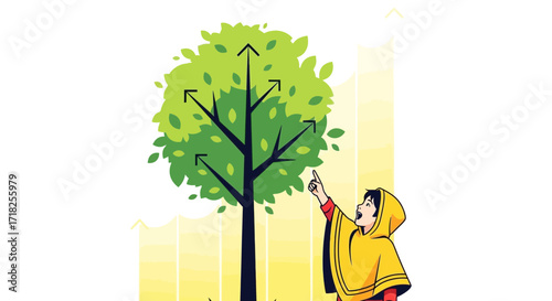 Visionary Pointing Towards Growth And Opportunity With Tree Depicting Directional Options
